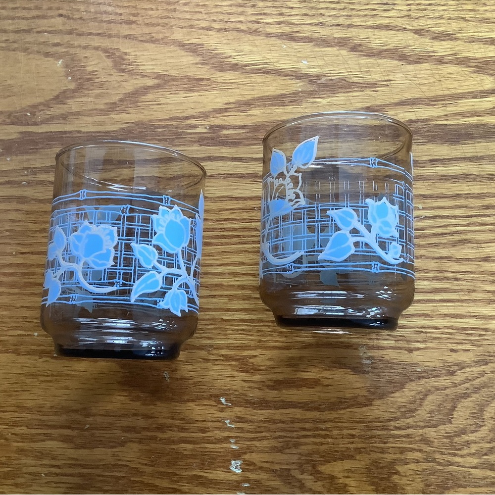 Vintage Libbey Smoked Glass Juice Glasses Set of 2